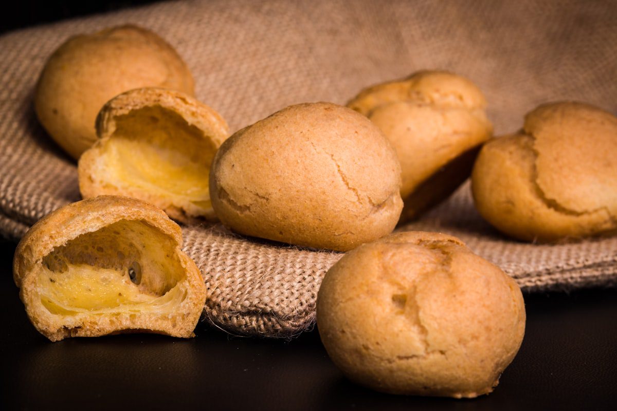 Brazilian Pão de Queijo cheese bread in a basket